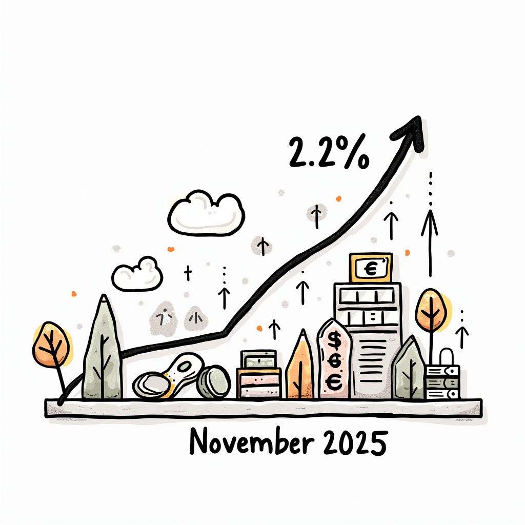 Euro Area Inflation Rises to 2.2% in November 2025