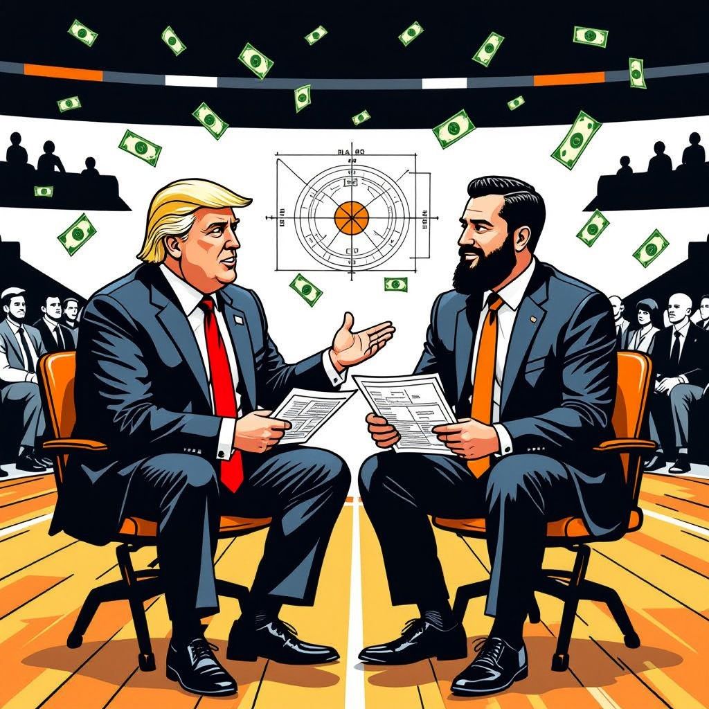 Donald Trump and James Dolan Talk Billion-Dollar Arena Plans at the NBA Finals